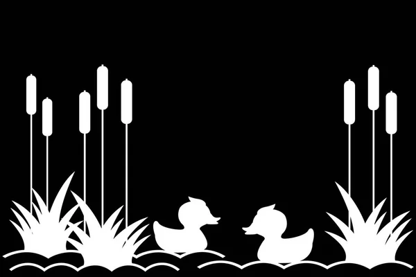 Patos en el lago . — Vector de stock