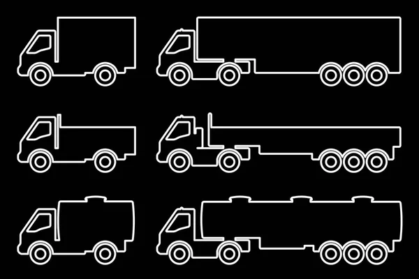 Set of silhouettes the cargo trucks. — Stock Vector