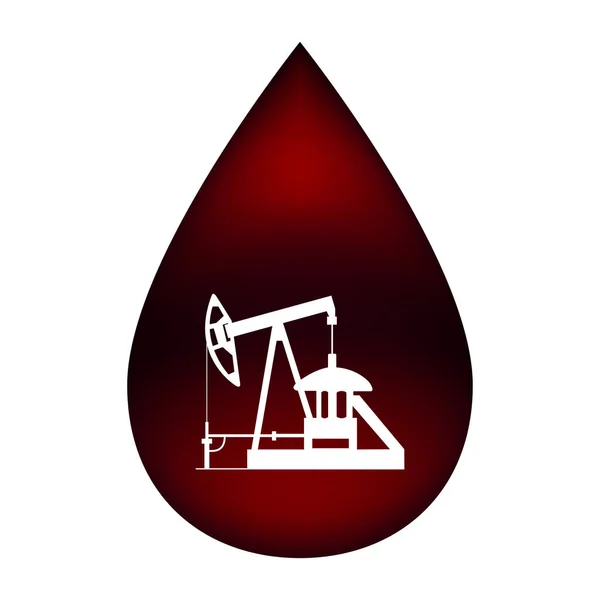 Oil pump in a drop of oil. — Stock Vector