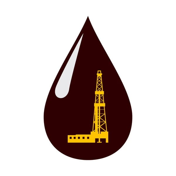 Rig in a drop of oil. — Stock Vector