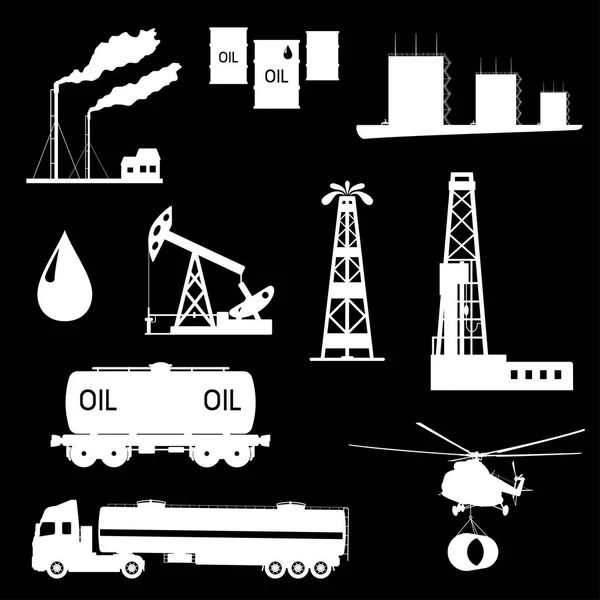 Ensemble d'icônes pétrole et pétrole. — Image vectorielle