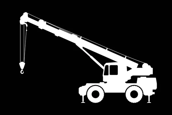 Crane siluett på svart bakgrund. — Stock vektor