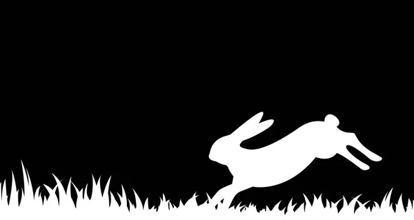 Silhouette eines Hasen im Gras. — Stockvektor