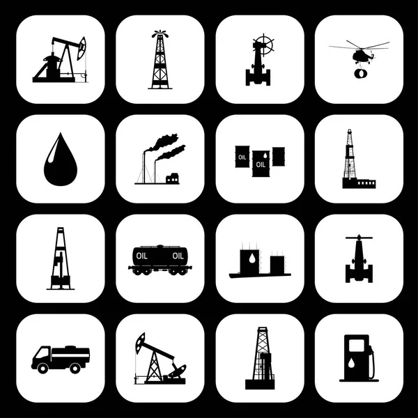 Conjunto de iconos de petróleo y petróleo. — Archivo Imágenes Vectoriales