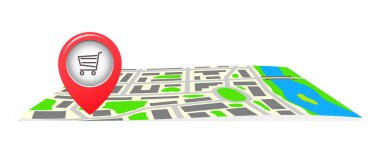 The route on the map of the city. clipart