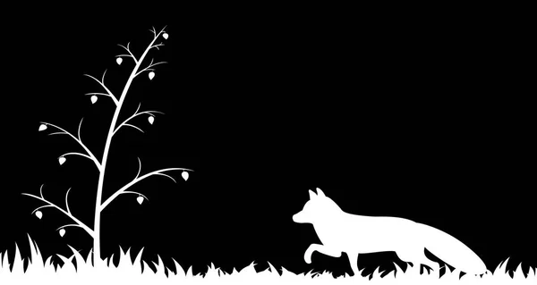 Silhouet van fox in het gras. — Stockvector