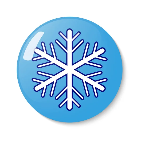 Button with snowflake emblem. — Stock Vector