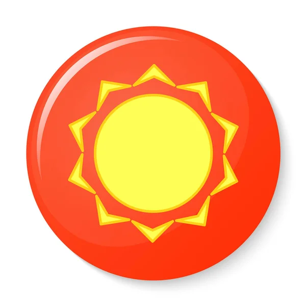 Bouton avec l'emblème du soleil . — Image vectorielle