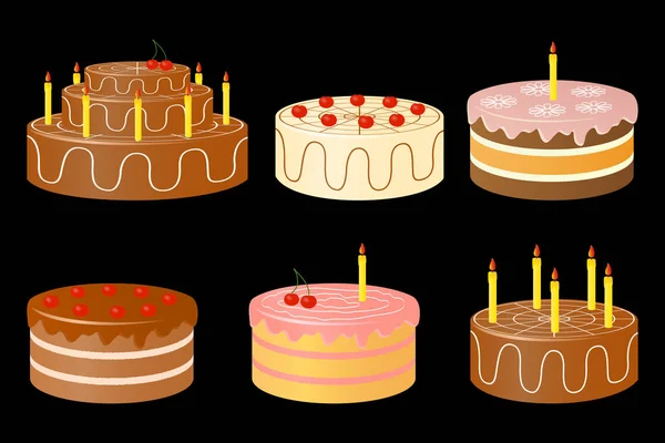 Conjunto de pastel de cumpleaños . — Archivo Imágenes Vectoriales