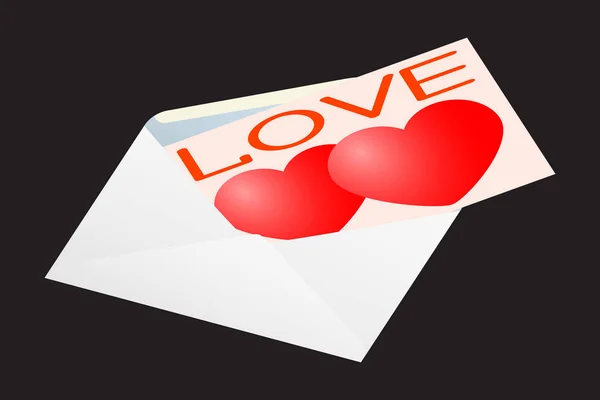 Greeting card for Valentine s Day in an envelope. — Stock Vector