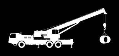 Vinç siluet siyah bir zemin üzerine.