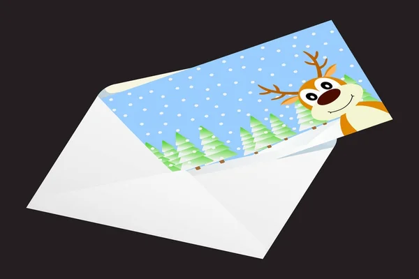 Cartão de Natal em um envelope . —  Vetores de Stock