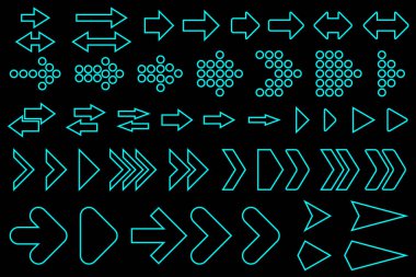 Siluetleri okları kümesi.