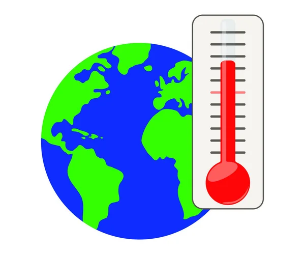 Thermometer against the background of the planet. — Stock Vector