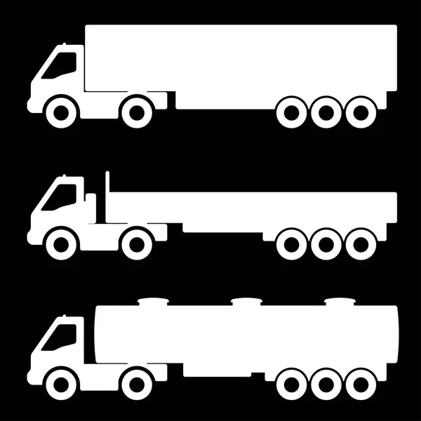 Σύνολο σιλουετών τα φορτηγά. — Διανυσματικό Αρχείο