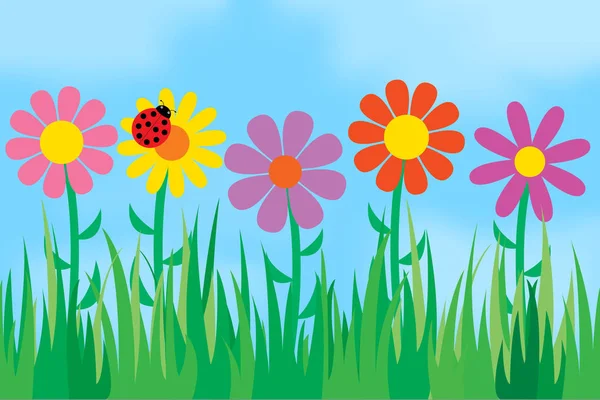 Flores en el fondo del cielo . — Vector de stock