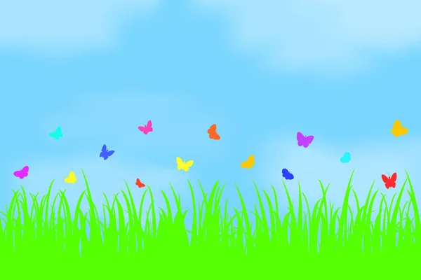 Flores en el fondo del cielo . — Vector de stock