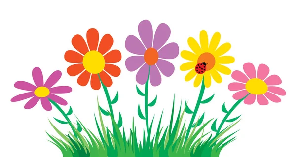 Gras en bloemen. — Stockvector