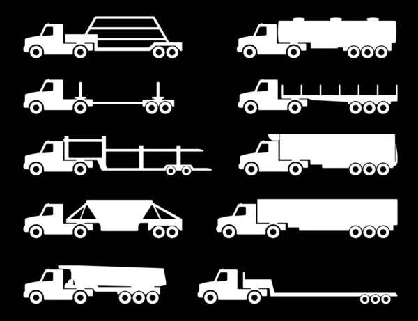 Conjunto de silhuetas os caminhões de carga . — Vetor de Stock