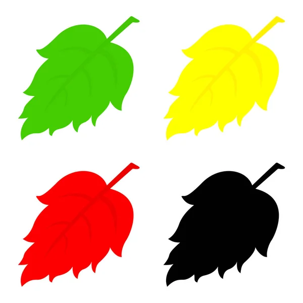 Green, yellow, red and leaf silhouette. Vector illustration. — Stock Vector