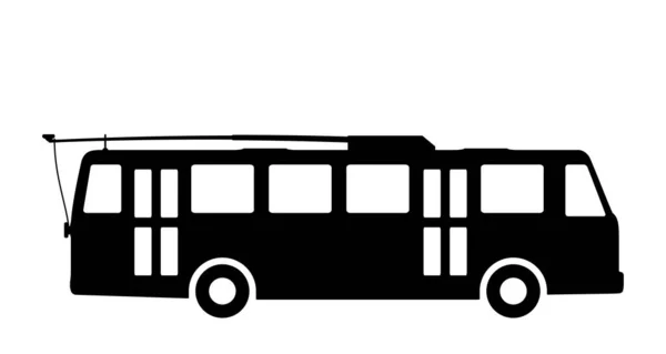 Silhouette eines Trolleybusses auf weißem Hintergrund. — Stockvektor