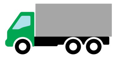 Beyaz arka planda bir kamyonun silüeti.