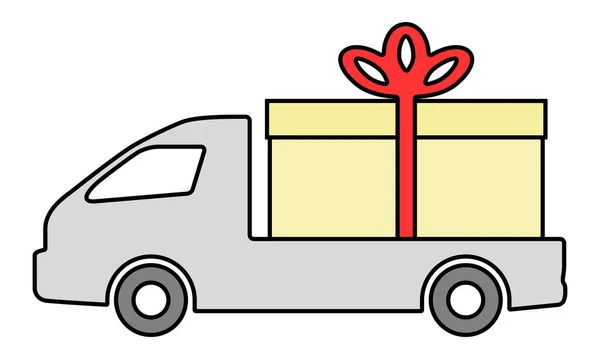 トラックは贈り物を運んでいる. — ストックベクタ