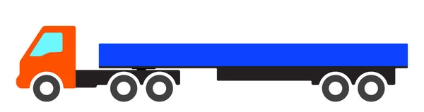 Silhouet van een vrachtwagen met aanhanger. — Stockvector