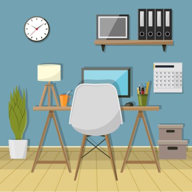 Modern oda çalışma alanı'nı Illustration. Yaratıcı office çalışma alanı