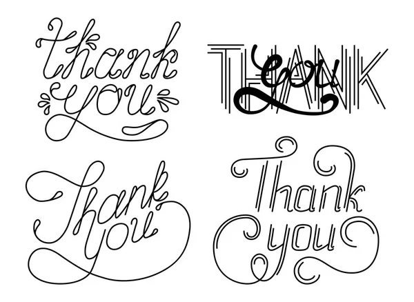 Set of THANK YOU hand lettering phrases. Vector illustration. — Stock Vector