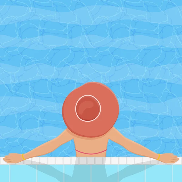 Plavecký bazén s relaxační žena — Stockový vektor
