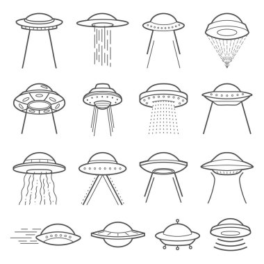 UFO logosu öğeleri. Mistik sembol paranormal olaylar, ilk temas, uzaylıların istilası