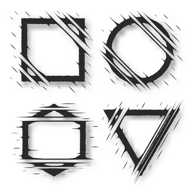 Set of cut geometric shapes. Strokes ripped effect. Shapes to for rip, slash, damage, torn effects — Stock Vector