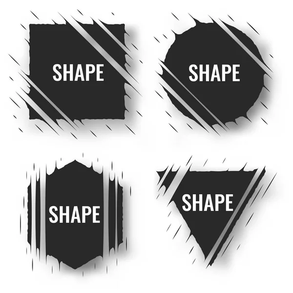 Set of cut geometric shapes. Strokes ripped effect. Shapes to for rip, slash, damage, torn effects — Stock Vector