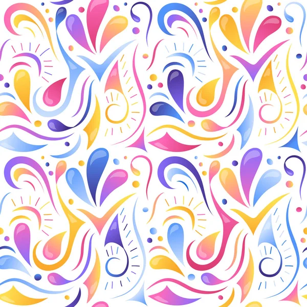 シームレスな多色グラデーション パターン。手描きの要素。抽象的な華やかなシームレスな背景。虹飾り — ストックベクタ