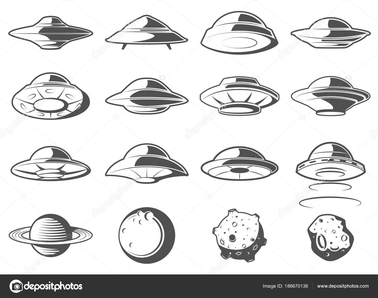Página De Cores Com Nave Espacial Alienígena OVNI Ilustração do