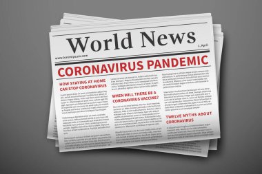Salgın son dakika haberleri. Coronavirus gazetesinin maketi. Coronavirus salgını gazete sayfası. Günlük gazetenin bir kopyası. COVID-19 ile ilgili haberler