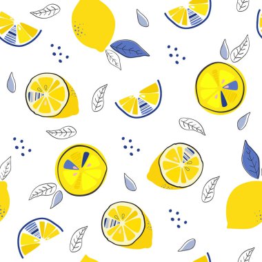 Limon ve yapraklarla kusursuz desen