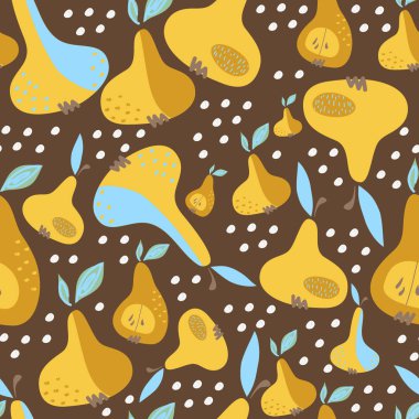 Büyük ve küçük armutlarla kusursuz desen. Vektör, resimleme.