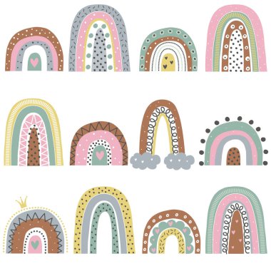 set of various rainbows. Modern trendy vector illustration. All elements are isolated. Vector, illustration.