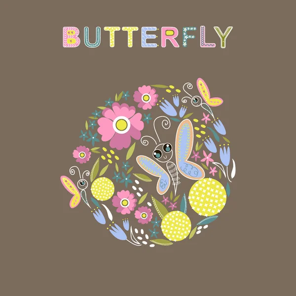 Ωραία Διανυσματική Πεταλούδα Πεταλούδα Χαρακτήρα Χαριτωμένο Διάνυσμα Εικονογράφηση Πεταλούδα Doodle — Διανυσματικό Αρχείο