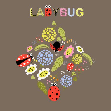 Şirin vektör uğur böceği. Karakter böceği. Şirin vektör illüstrasyon uğur böceği karalama biçim vektörü