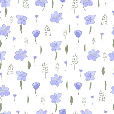 Orman çiçeklerinin kusursuz çiçek süsü Anemone (Anemne Sylvstris). Tasarım, dekor, kumaş için uçsuz bucaksız doku.