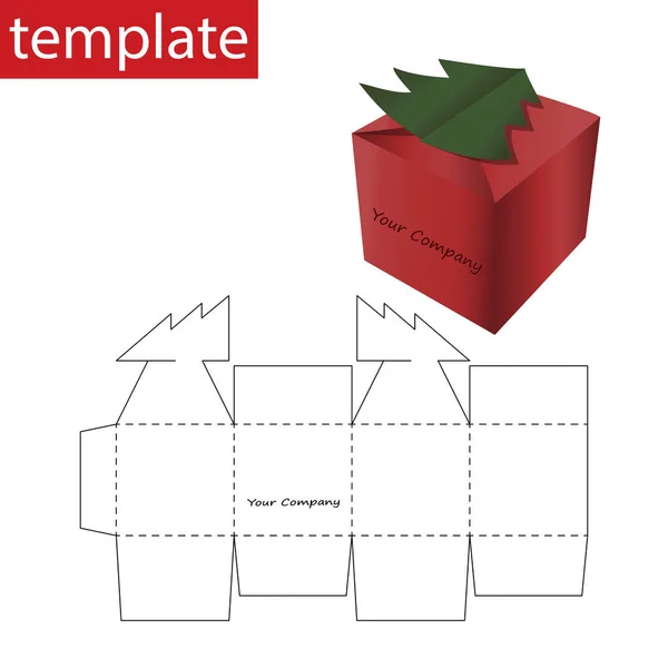 Retail Paper Box Die Cut Template Christmas Tree — Stock Vector