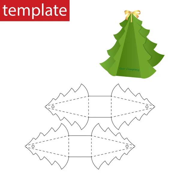 Detailhandel Papieren Doos Met Stansvorm Kerstboom — Stockvector