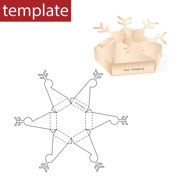 Detailhandel Papieren Doos Met Stansvorm Sneeuwvlok — Stockvector