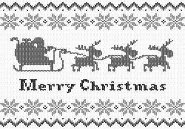 siyah ve beyaz Noel tebrik kartı örgü
