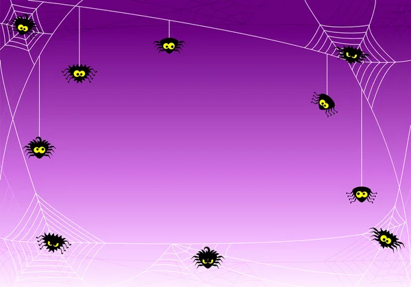 Spettrale sfondo di Halloween con ragni in rete — Vettoriale Stock