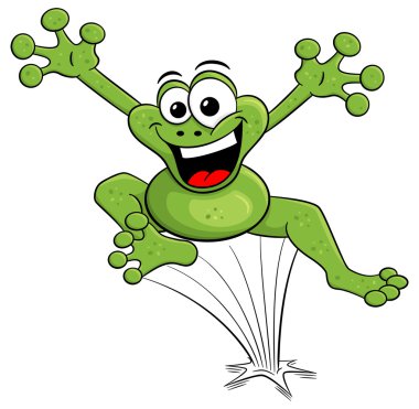 beyaz izole karikatür kurbağa jumping