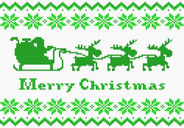 Kırmızı ve beyaz Noel tebrik kartı örme
